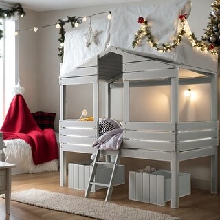 Twin Size Low Loft Wood House Bed with Two Drawers - Bed Bath & Beyond ...