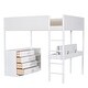 preview thumbnail 32 of 58, Full Size Teddy FleeceLoft Bed Wood Kids Bed,Storage Shelf, Drawers, and Desk,Meticulously Designed