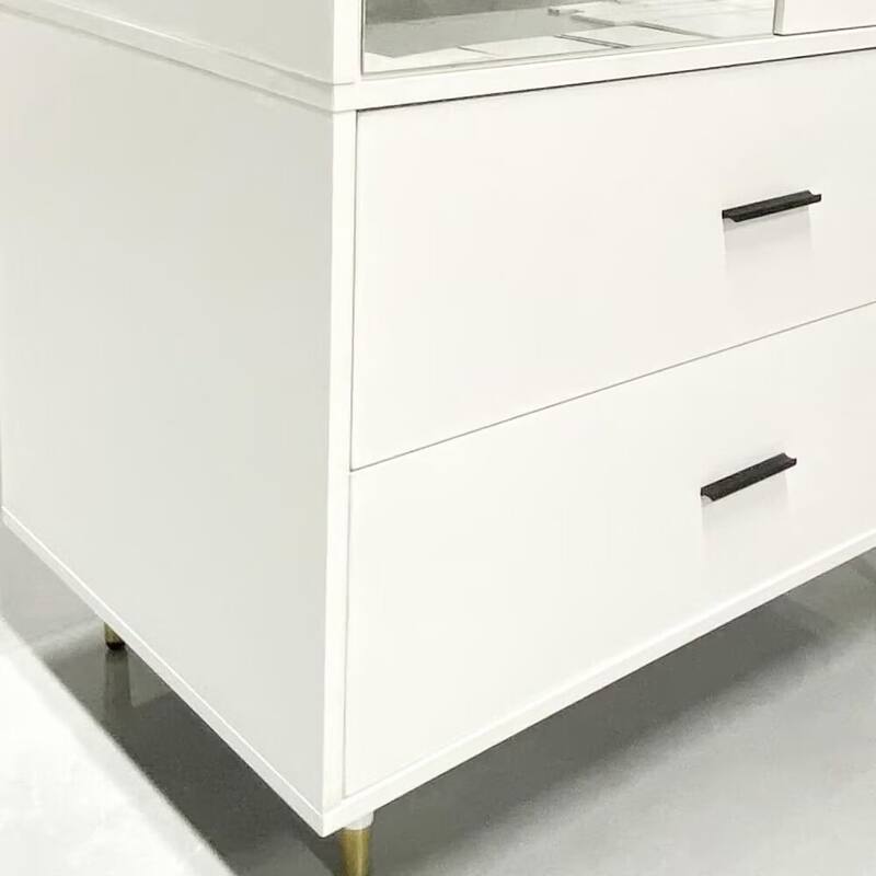 HomeRoots 71" White Mirrored Two Door Two Drawer Combo Dresser