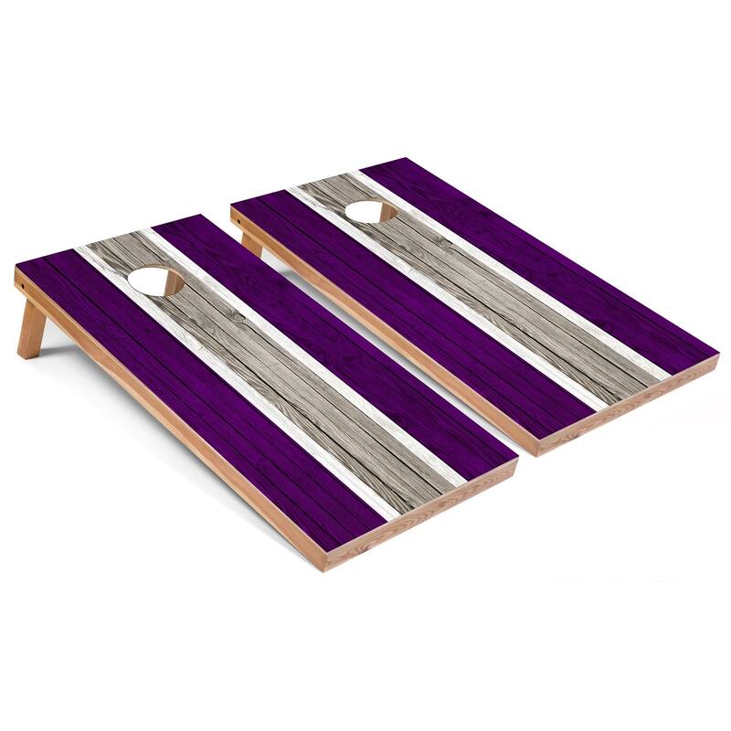 Purple Striped Cornhole Boards with Case & Lights - 16 Years and Up