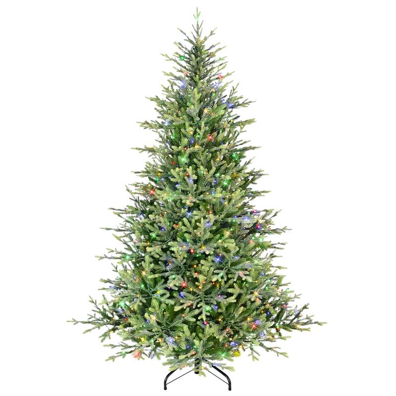 Puleo International 7.5 ft. Pre-Lit Miracle Shape Alberta Spruce Artificial Christmas Tree