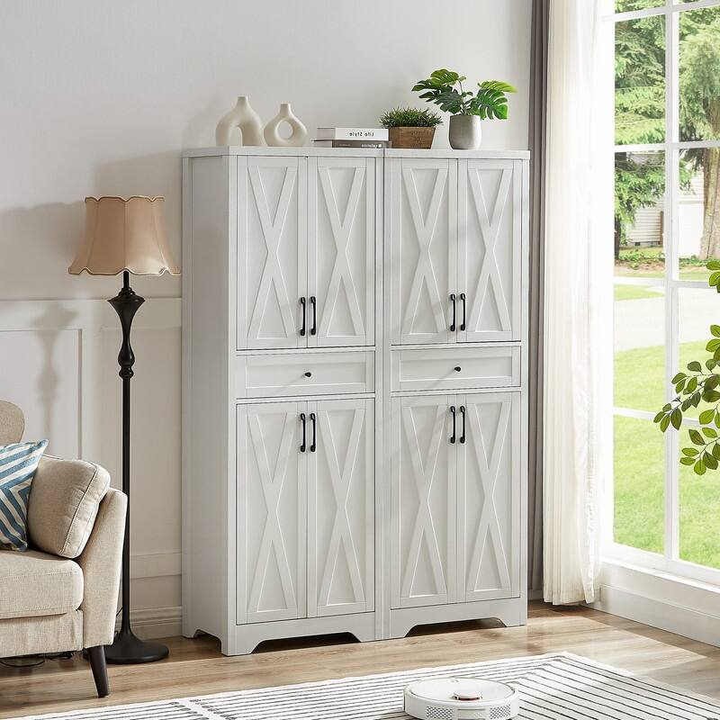 Farmhouse 68" Kitchen Pantry Cabinet, Freestanding Large Capacity Storage Cabinet for Organizing Electronics and Decor