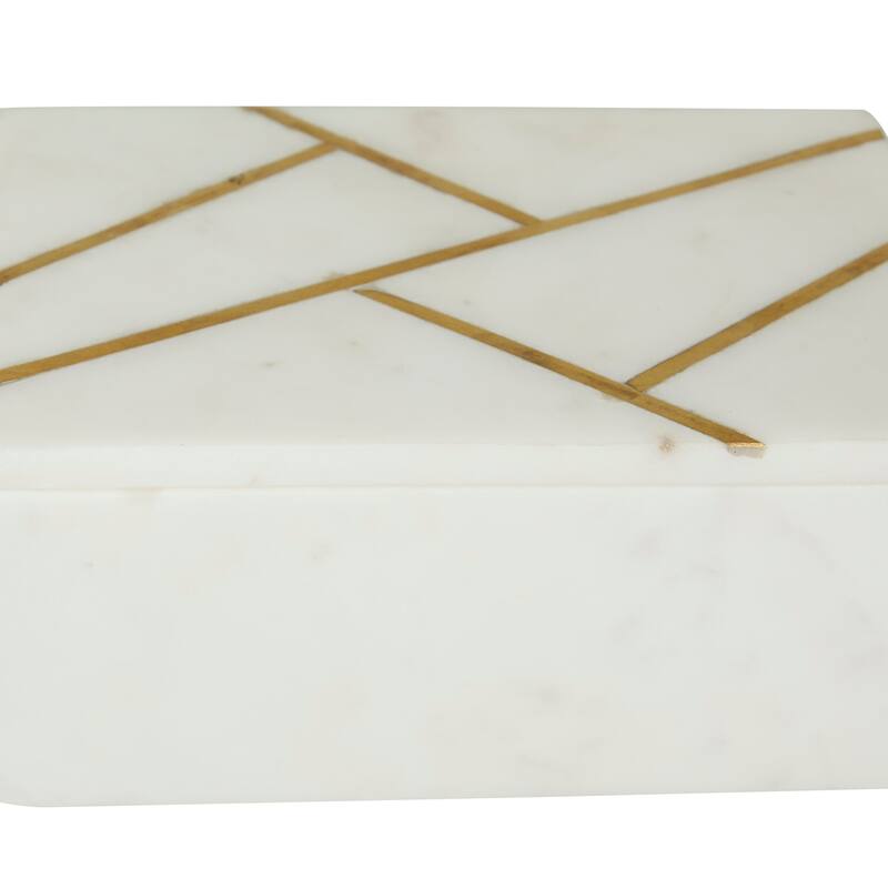 Black, White or Green Marble Box with Gold Linear Lines (Set of 3) - S/3 9", 7", 6"W