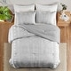 preview thumbnail 13 of 65, 3 Piece Reversible Pintuck Pinch Pleat Bohemia and Tufted Clipped Comforter Set Gray Geometric Clipped - Twin