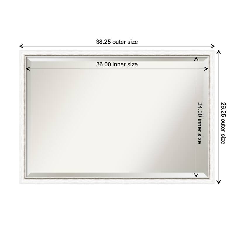 Morgan Beveled Wood Framed Wall Mirror - Morgan White Silver - Glass Size 36x24