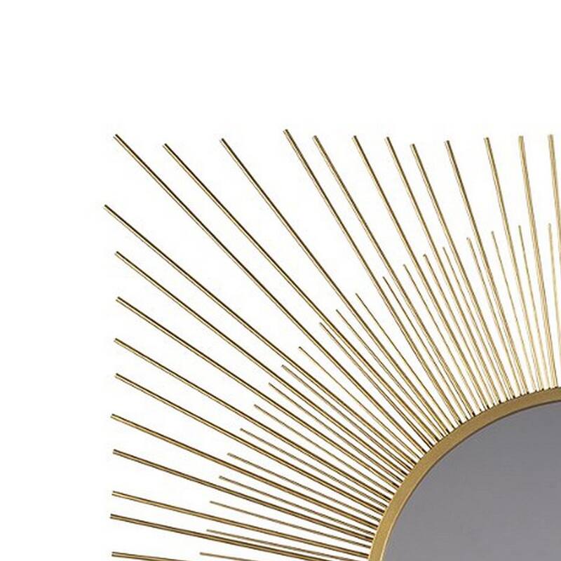 Round Accent Mirror with Sunburst Design, Gold and Silver