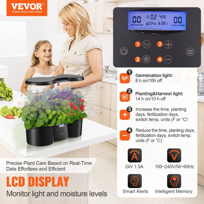 VEVOR 12 Indoor Pods Auto Timer Hydroponics Growing System with Full