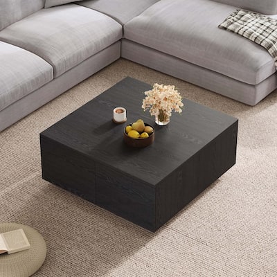 33.25 Inch Square Coffee Table with 4 Drawers,Ample Storage