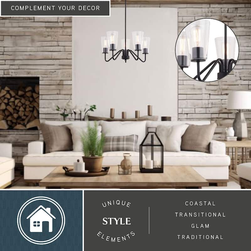 Beverly Chandelier Light Fixture Clear Glass Shade, LED Compatible
