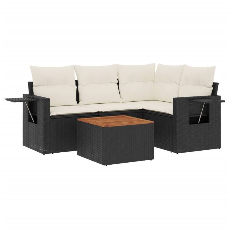 vidaXL Garden Sofa Set 5 Piece with Cushions Outdoor Sofa Set Poly Rattan - 21.7 x 21.7 x 14.6 in (W x L x H)