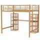 preview thumbnail 15 of 20, Full Size Metal Loft Bed with Bulit-in Desk and Storage Shelves, Heavy Duty Loft Bedframe with Bulit-in Ladder and Guardrail