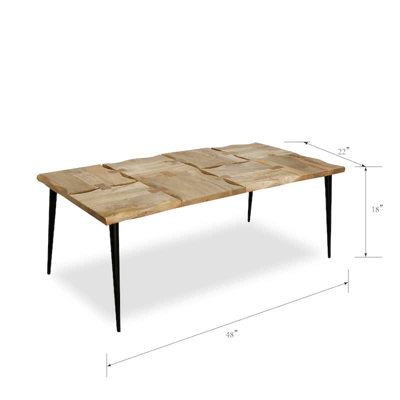 Logan - Live Edge Coffee Table with Butterfly Joinery - Wood and Black Finish