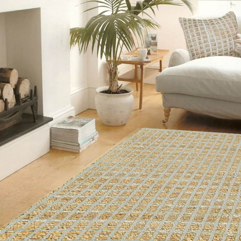 Sevita Organic Jute Grid Area Rug, Natural and Gray - 5' x 7'9"