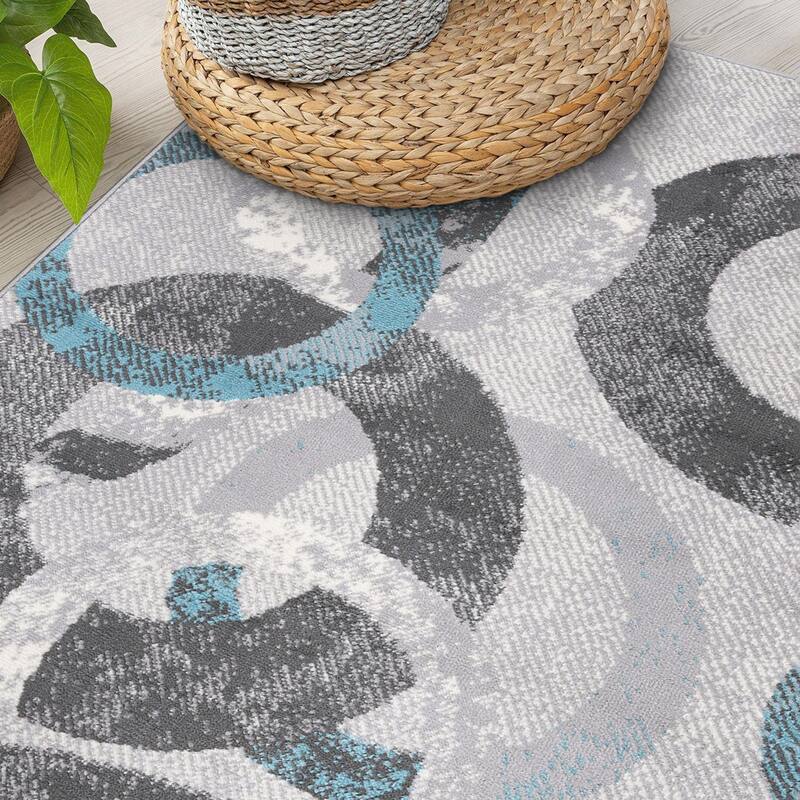 World Rug Gallery Distressed Modern Circles Area Rug