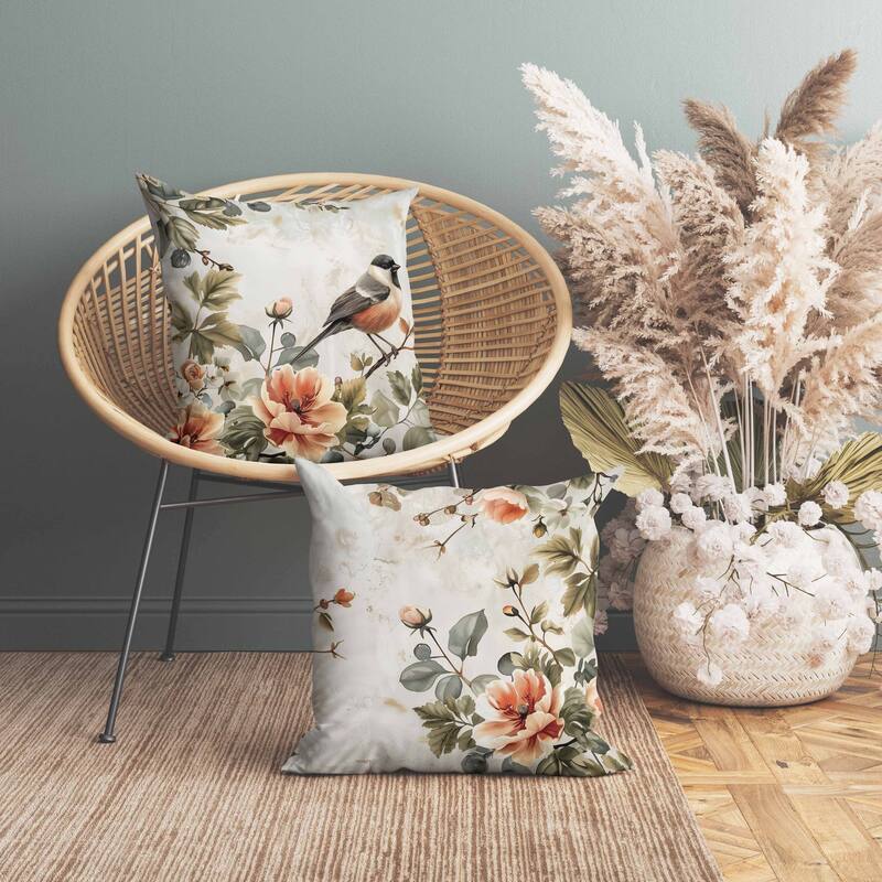 Garden Guest Faux Suede Reversible Throw Pillow Green and Orange