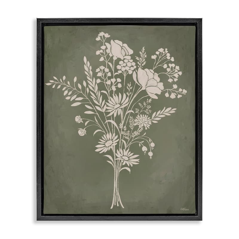 Stupell Wildflower Impression Bundle Framed Floater Canvas Wall Art Design By Cat Thurman Designs - 17 x 21 - Black