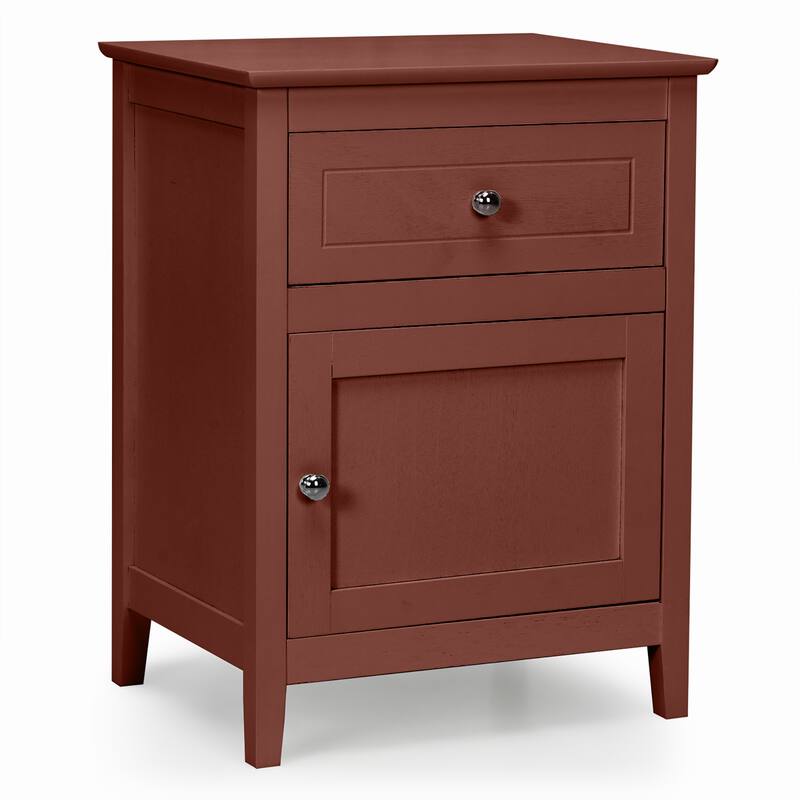 Nightstand with Drawer Accent Side End Table Storage Cabinet - Cherry