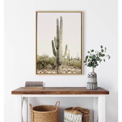 Kate and Laurel Sylvie Sunrise Cactus Framed Canvas by Amy Peterson