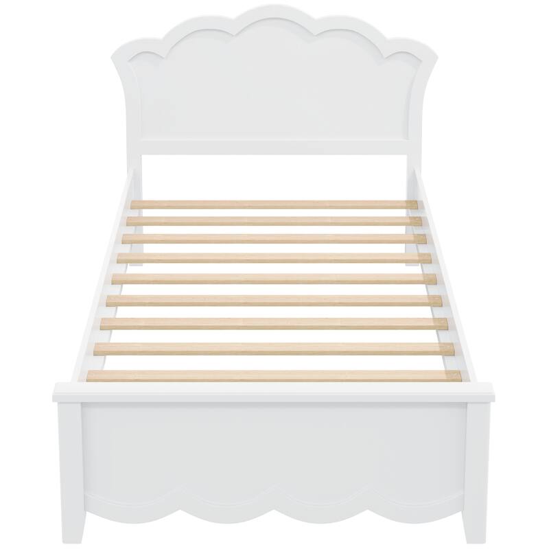 Elegant White Wood Platform Bed with Headboard by Harper&Bright Designs