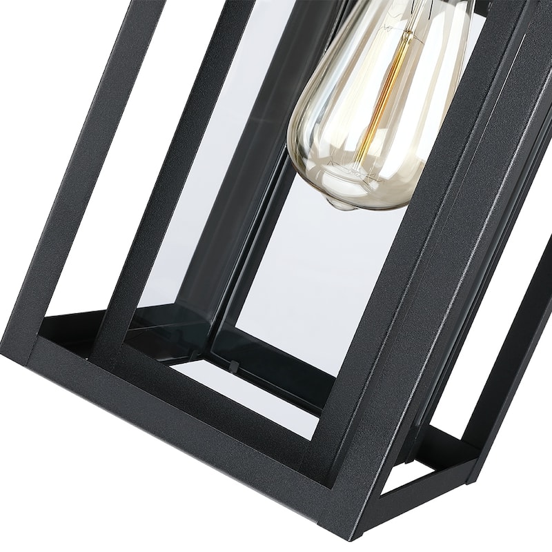 15.5"H 1-Light Black Outdoor Exterior Wall Lantern Sconce Light