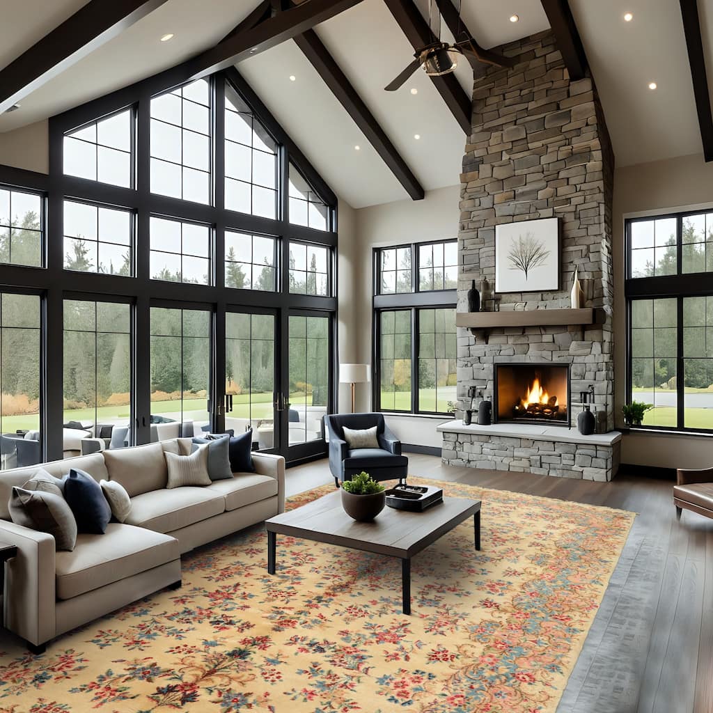 5'10''x12'3'' Hand Knotted Wool Ivory Modern & Contemporary 250 KPSI Rug - 5' 10'' x 12' 3''