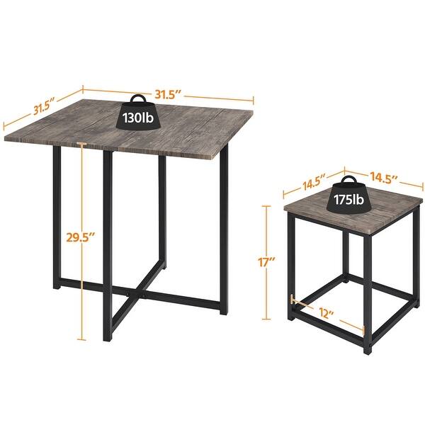 dimension image slide 0 of 3, 5Pcs Dining Set with Industrial Square Table and 4 Backless Chairs