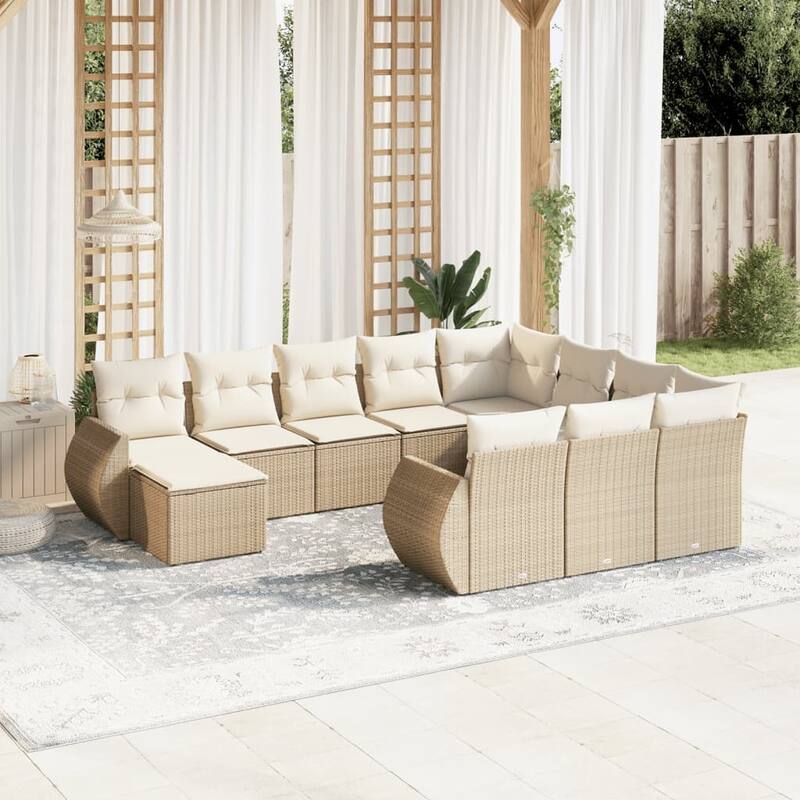 vidaXL Garden Sofa Set Black - Beige Large  - form3