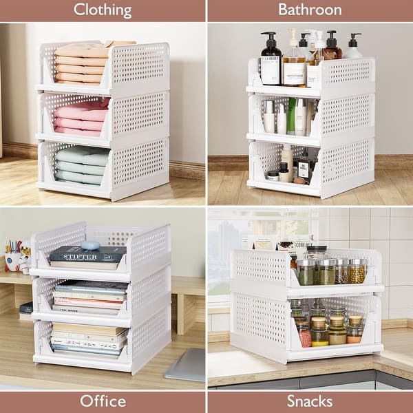 Closet Organizer And Storage 5 Packs - Clear Handbag Purse Organizers, Stackable With Magnetic Door