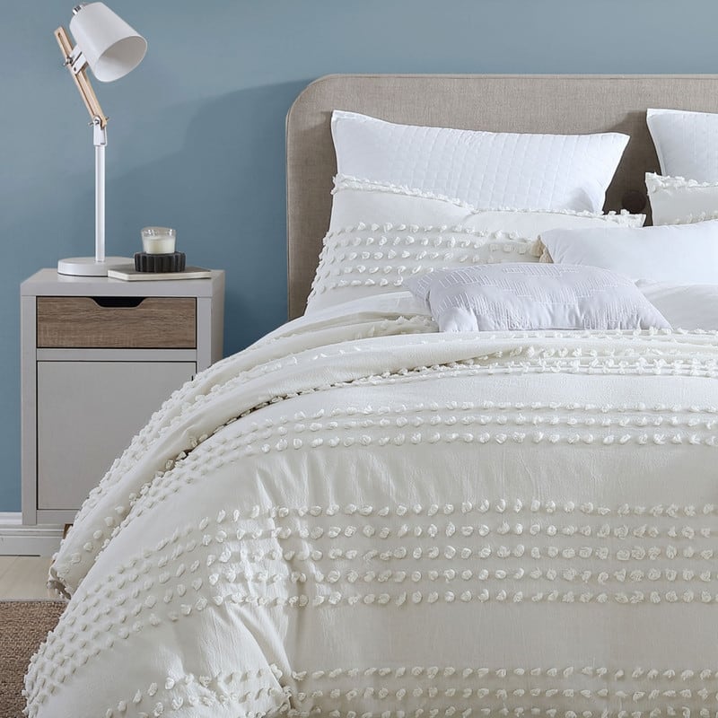 Marilla 100% Cotton Clipped Dots Stripes Jacquard 5-Piece Bedding Comforter Set