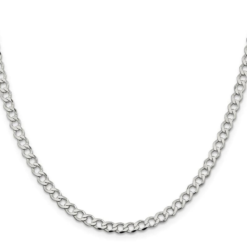 Curata 925 Sterling Silver 4.5mm Polished Flat Curb Chain Necklace