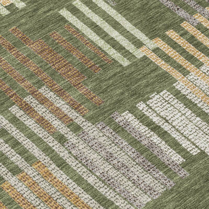 Machine Washable Indoor/ Outdoor Modern Pines Chantille Rug
