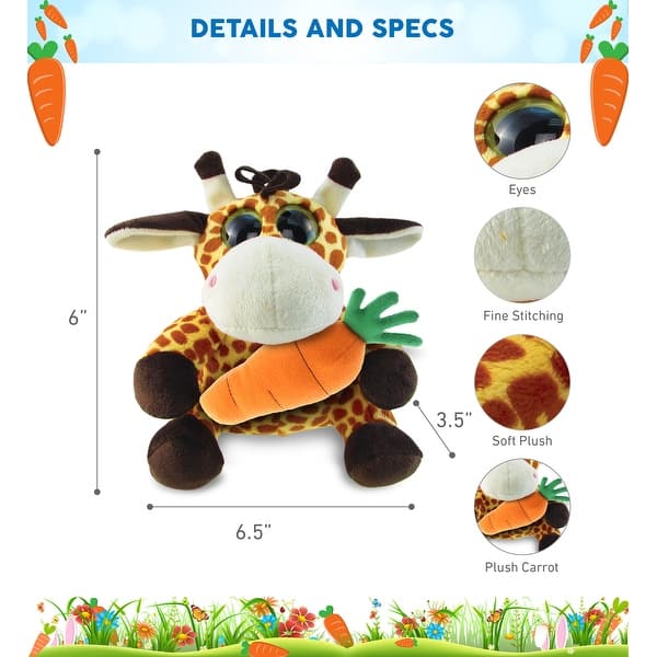 DolliBu Happy Easter Big-Eyed Giraffe Soft Plush with Carrot Plush - 6 inches