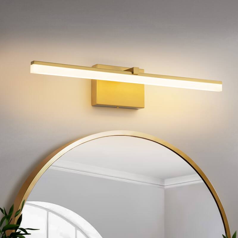 1-Light Modern Gold/ Black Linear LED Bathroom Vanity Light Indoor 3000K Wall Light - Gold