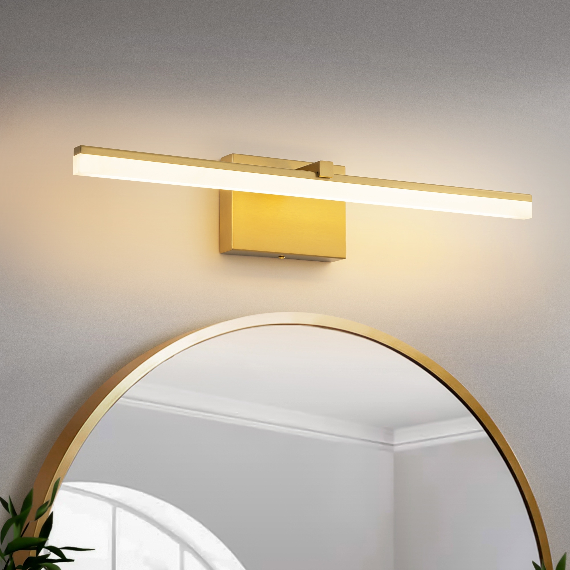 Rennnsan 1-Light Modern Gold/ Black Linear LED Bathroom Vanity Light Indoor 3000K Wall Light