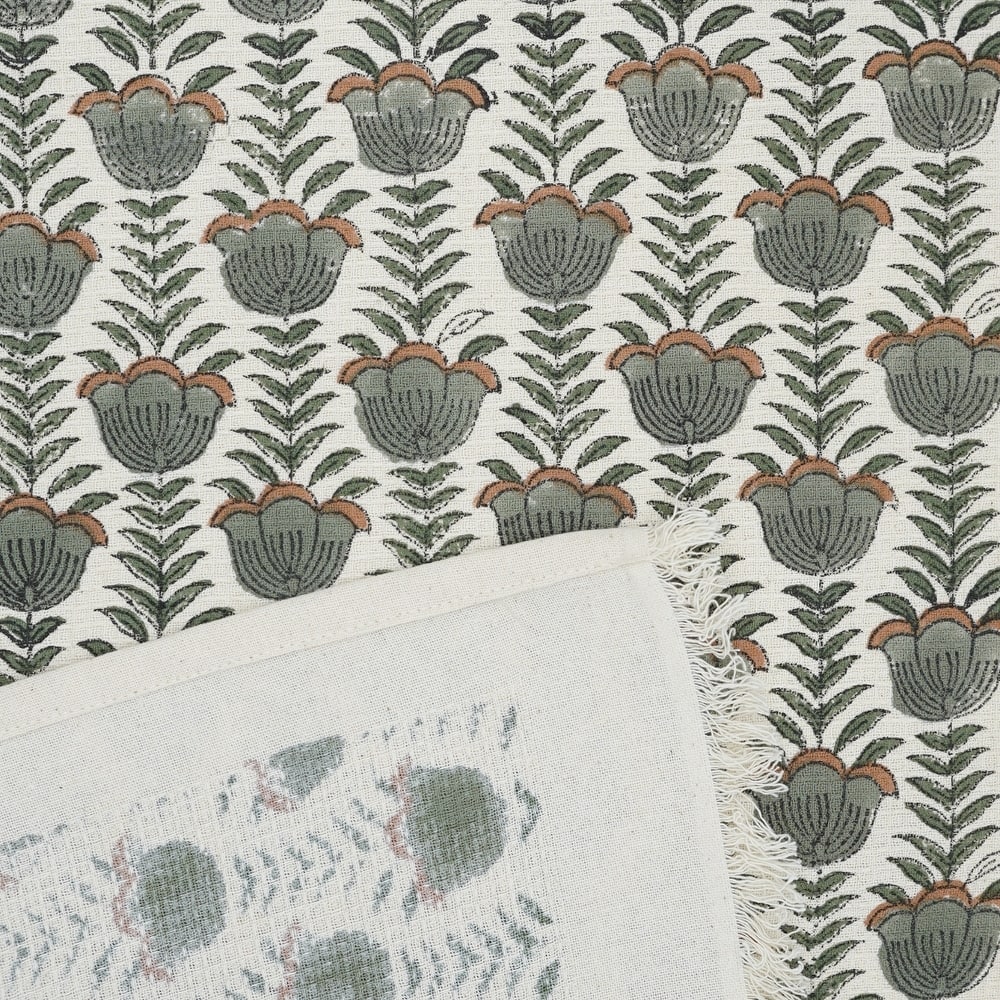 Fabdivine Hand Block Floral Print Waffle Weave Kitchen, Dining Room Use, Gift Hand Towel