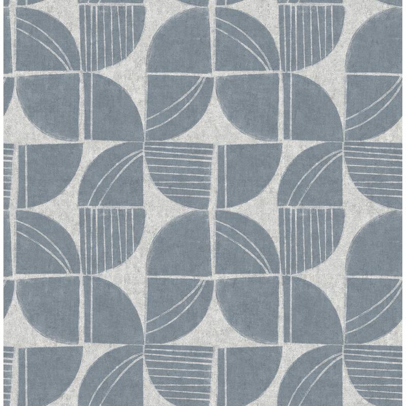 A-Street Prints Baxter Denim Semicircle Mosaic Wallpaper