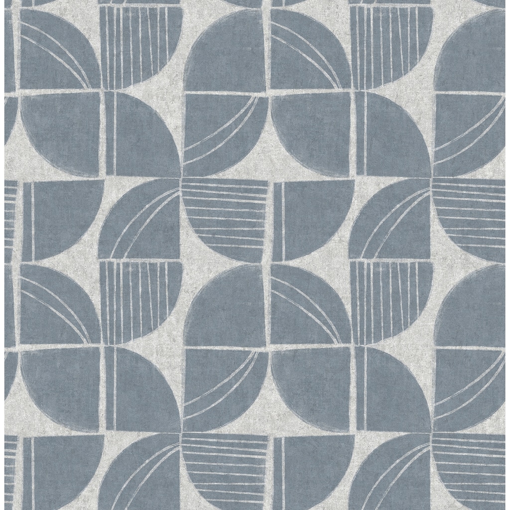 A-Street Prints Baxter Denim Semicircle Mosaic Wallpaper