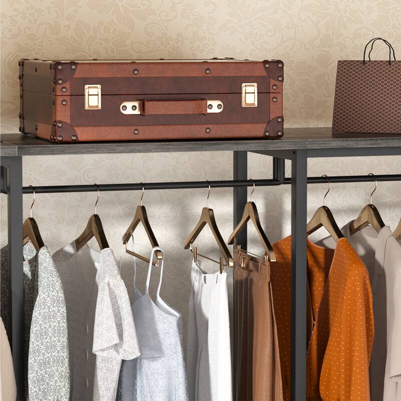 Rackcog 74-148'' W Closet System with 3 Wood Drawers and 11-Tier Storage Shelves,Multifunctional Walk-in Closet Organizer