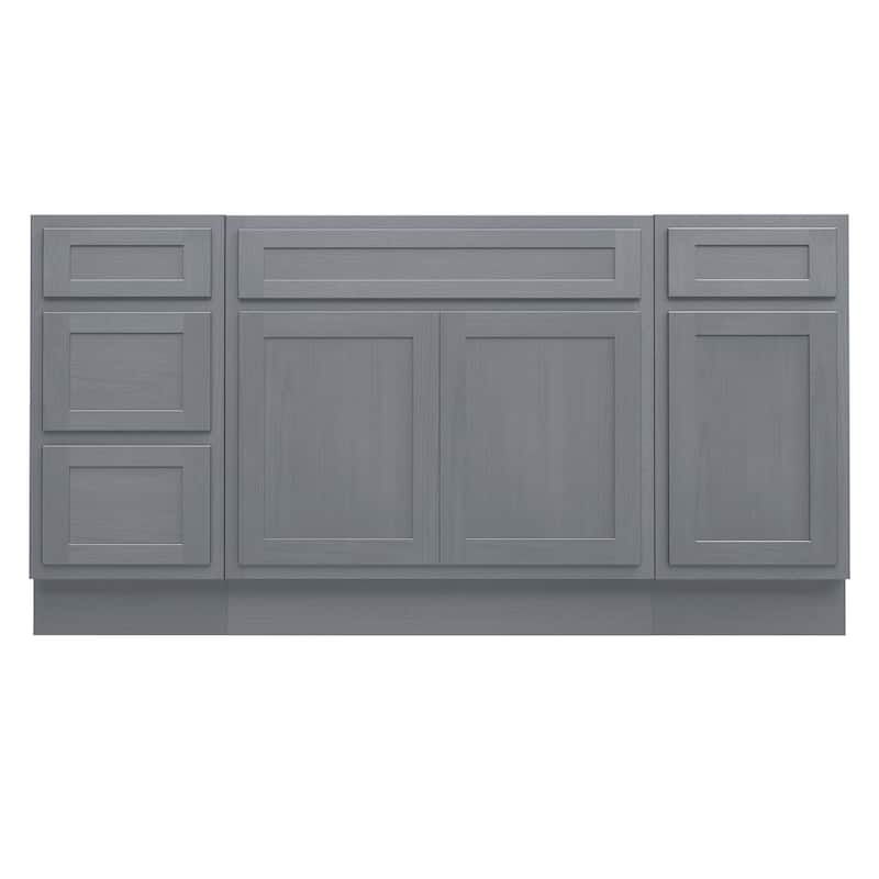 Vanity Art 66" Oak Freestanding Bathroom Vanity Cabinet without Top