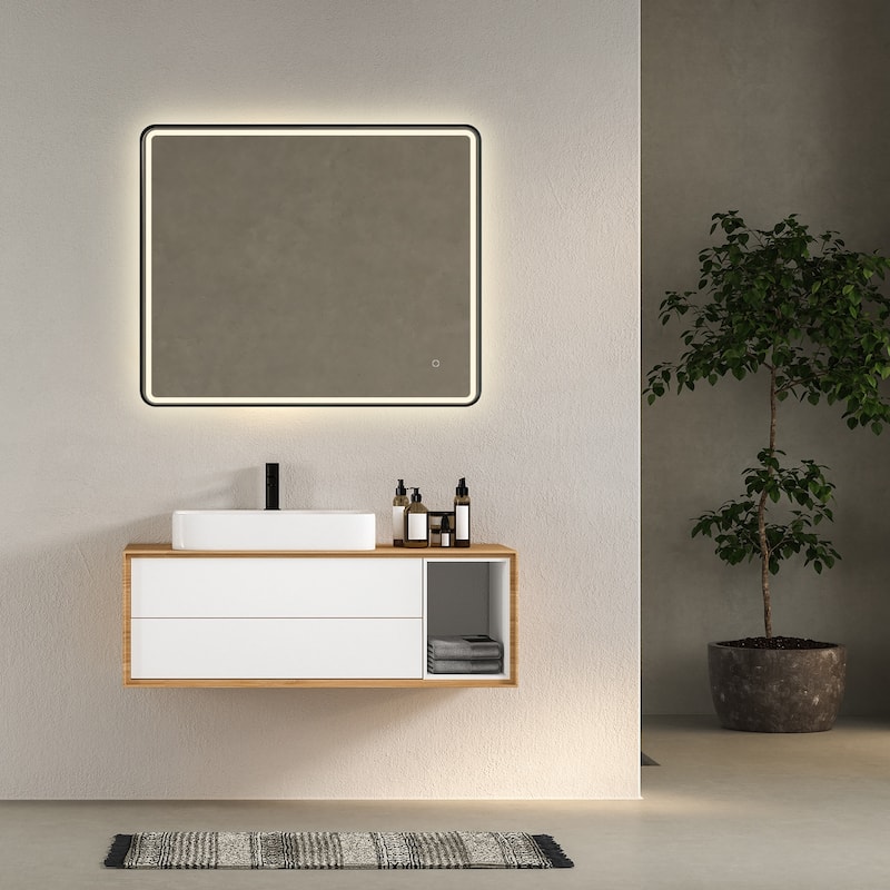 Altair Viaggi Rectangle Framed LED Lighted Wall Mirror
