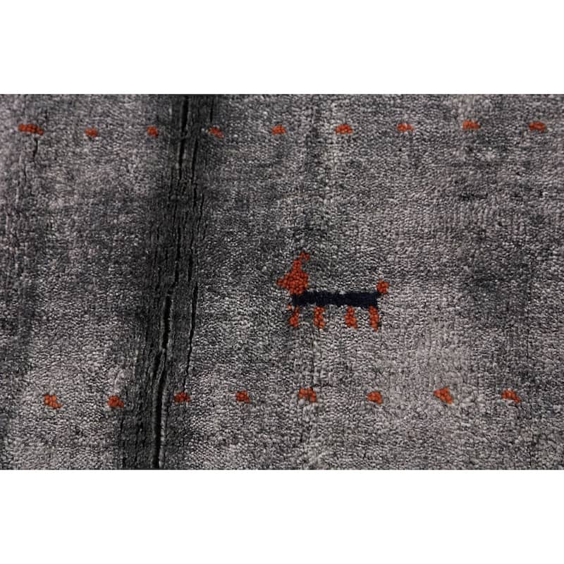 Silver Gray Gabbeh Oriental Area Rug Handmade Wool Carpet - 8'3" x 9'6"