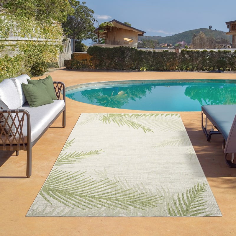 Sevita Callie Coastal Palm Fronds Tropical Indoor/Outdoor Area Rug