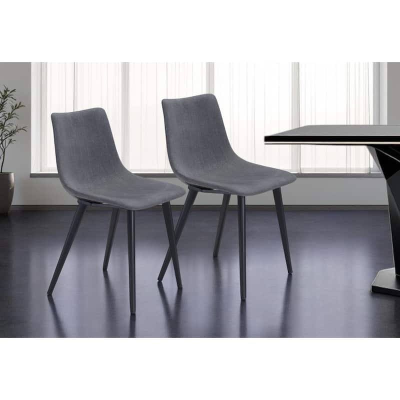 HomeRoots Set of Two Gray And Black Upholstered Fabric Dining Side Chairs - 18.5