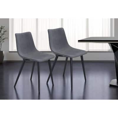 HomeRoots Set of Two Gray And Black Upholstered Fabric Dining Side Chairs - 18.5