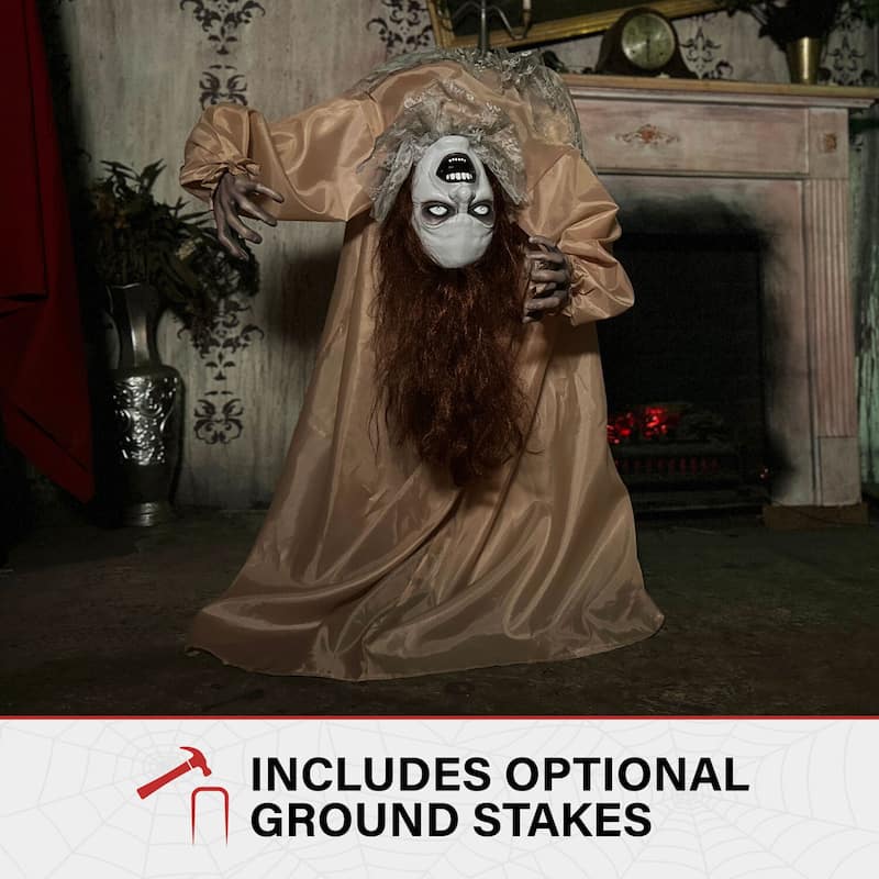 Haunted Hill Farm Haunted Hill Farm 3.4 ft. Touch-Activated Animated Possessed Backbend Lady Halloween Animatronic - Multi