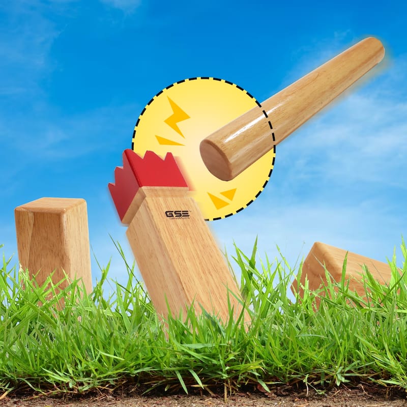 GSE™ Premium Rubber Hardwood Kubb Game Set with Carry Bag. Viking Chess Tossing/Throwing Game for Backyard, Lawn, Beach, Park