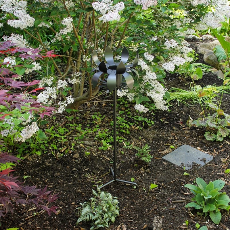 Achla Designs Petals Gazing Globe Ball Stand, 43 Inch Tall, Black Powder Coat Finish