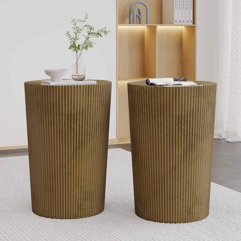 Langseth Iron Sunburst Side Tables (Set of 2) by Christopher Knight Home - Brushed Antique Gold