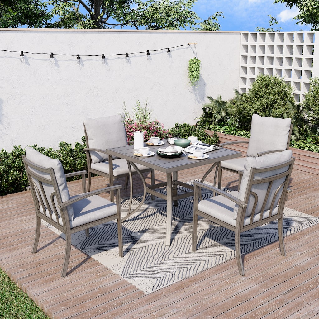 2-Piece Outdoor Aluminum Patio Dining Chairs with Cushions