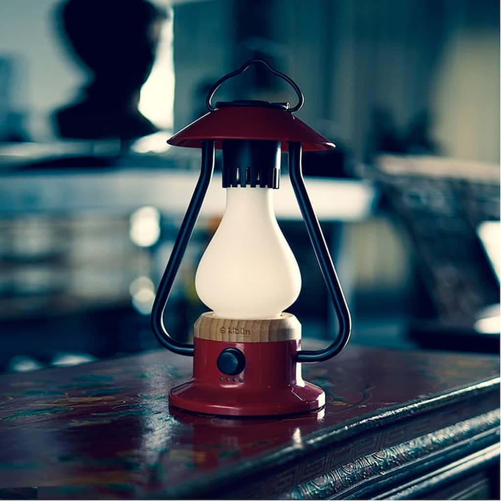 Kibun by Bulbrite Bonfire Cordless LED Outdoor Table Lamp + Dimmer Built-in Rechargeable Battery 3-Level Brightness + Power Bank